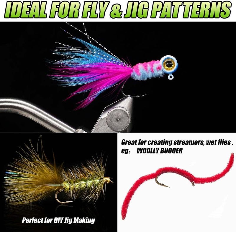 LURELINK Chenille Fly Tying Materials 16-Color Kit Fly Tying Supplies for Crappie Jigs, Wooly Buggers, Streamers - Image 4